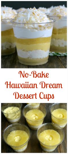 no bake hawaiian dream dessert cups with text overlay