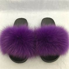 Find ideas๏ฟฝand inspiration for Purple -Womens Real Fox Fur Slippers Slides Sandals Indoor Outoor Fluffy Shoes , Womens Shoes Sliders Shoes, Faux Fur Sandals, Plush Shoes, Fluffy Shoes, Cute Slides, Fur Sandals, Kylie Jenner Outfits, Cute Slippers, Women Slides