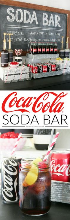 the soda bar is filled with cold drinks