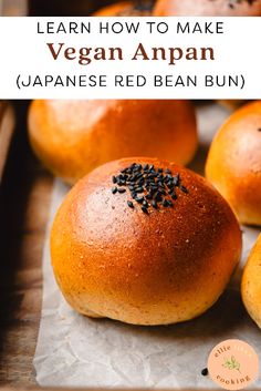 an image of japanese red bean buns with text overlay