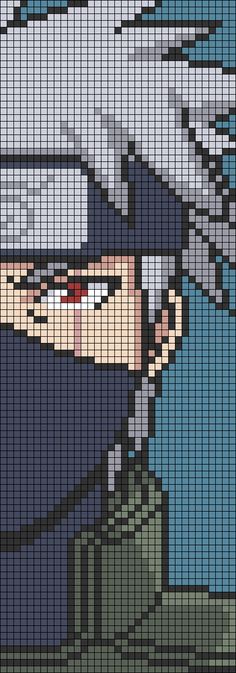 a cross stitch pattern of a man in uniform with a hat and sunglasses on his head