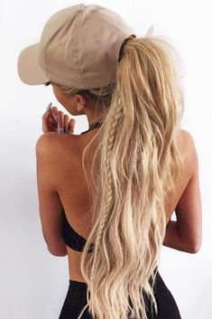 Hairstyles #ponytail Sporty Ponytail, Running Hairstyles, Workout Hairstyles, Braided Ponytail Hairstyles, Sports Hairstyles, Long Blonde, Sporty Hairstyles, Long Layered Hair, Long Blonde Hair