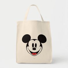 Mickey Mouse Flirty Emoji, Jute Bags Design, Disney Tote Bags, Head Tilt, Canvas Bag Design, Minnie Mouse Bow, Painted Tote, Mickey Head, Grocery Tote