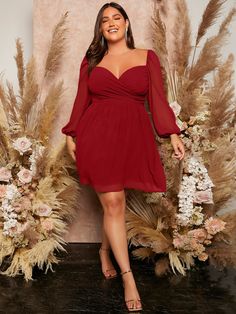 Red Cocktail Dress Plus Size, Red Dress Plus Size, Vestidos Color Vino, Plus Size Homecoming Dresses, Plus Size Red Dress, Bday Dress, Preppy Prom, Business Formal Dress, Coachella Dress