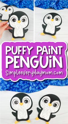 this puffy paint penguin craft is perfect for kids to do with their hands and feet