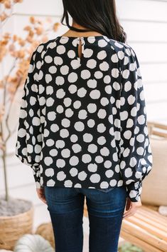 You and this blouse are going to want to get together as frequently as possible! It's so cute and chic! We love the neutral colors and the polka dot print is precious! This blouse is going to look great with jeans for so many different occasions! Round neckline Button keyhole back Long sleeves Polka dot print No stretch Cindy is wearing the small. Polka Dot Button-up Blouse For Work, Casual Polka Dot Button-up Blouse, Polka Dot Collared Top With Button Closure, Elegant Button-up Polka Dot Tops, Long Sleeve Polka-dot Blouse With Button Closure, Mint Julep Boutique, Polka Dot Blouse, Black Polka Dot, Polka Dot Print