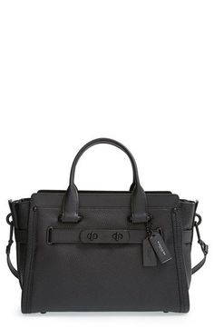 COACH 'Swagger' Pebble Leather Satchel available at #Nordstrom Cheap Coach Bags, Coach Outlet, Patchwork Bags, Handbag Outlet, Tote Pattern, Purse Patterns