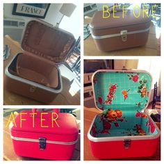 Vintage Make-Up case! Yes please! Repurposed Suitcase, Suitcase Furniture, Trunk Makeover, Suitcase Vintage