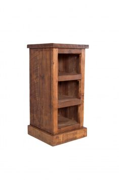 an old wooden bookcase with three shelves