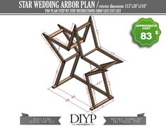 the star wedding arbor plan is shown with instructions to make it look like an origami