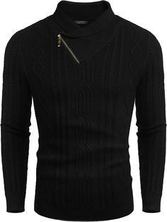 Shawl Collar Black Pullover Cable Knitted Men's Sweater Imported Warm knitted fabric Pull on closure Do not Bleach Brand Size Sleeve Length Chest Shoulder S 24.4 33.5 17.2 M 24.8 35.4 17.7 L 25.2 37.4 18.2 XL 25.6 39.4 18.7 2XL 25.8 41.3 19.3 3XL 26 44.3 20 Fitted Black Cable Knit Sweater, Black Knit Polo Sweater, Black Knit Polo Sweater For Winter, Black Turtleneck Cable Knit Sweater, Black Knitted Long Sleeve Polo Sweater, Black Cable Knit Turtleneck Sweater, Cable Knitted Sweaters, Mens Shawl Collar Sweater, Casual Turtleneck