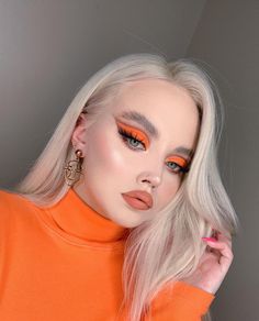 Makeup Orange, Orange Eyeshadow, Edgy Makeup, Fancy Makeup, Makeup Eye Looks, Crazy Makeup