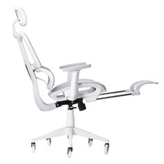 Ergonomic design w/ footrest Open mesh seat & back w/lumbar support Height adjustable headrest & 1D padded arms 110° reclining Synchro-Tilt & Lock mechanism Durable white Nylon base w/ 3” white in-line skate wheels Overall size: 26.5" W x 25.25" D x 46.75" - 52" H Seat adjusts from 19.5" to 22.5" Weight capacity: 275 Lbs 2-Year Limited Warranty Requires Assembly Did you know that TechniSport donates 3% of sales based on chair colors Click here to see where YOUR proceeds are going! White Gaming Chair, Skate Wheels, Aesthetic White, Gaming Desk, White Mesh, Lumbar Support, Ergonomics Design, Gaming Chair, Desk Chair