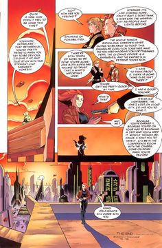 a comic page with an image of two people talking to each other in the background