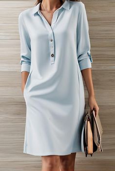 cotton linen temperament round neck long sleeve mini dress 132868 Dresses With Tennis Shoes, Linen Casual Dress, Cotton Short Dresses, Modest Dresses Casual, Elegant Dresses Classy, Modieuze Outfits, Designs For Dresses, Long Sleeve Mini