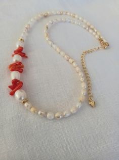 Pearl Necklace Freshwater Pearl Necklace Coral Necklace Natural Stone Necklace Gift for Her Mothes Day Gift Valentinas Day Gift - Etsy Natural Stone Necklace, Natural Stones Necklace, Coral Necklace, Freshwater Pearl Necklace, Freshwater Pearl Necklaces, Necklace Gift, Stone Necklace, Gift Necklace, Croatia