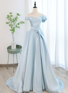 The conspicuous unique blue ball gown is the dress to die for. This beautiful gown is flawless from every point as it’s made of scintillating sequin fabric. Prom Dress Off Shoulder, Tulle Long Prom Dress, Light Blue Prom Dress, Marine Uniform, Dress Off Shoulder, Satin Tulle, Blue Evening Dresses, Formal Evening Dress, Blue Tulle