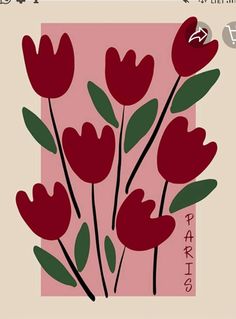 red flowers on a pink background with the words happy valentine's day written below