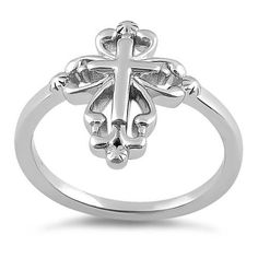 Sterling Silver Cross Ring – Dreamland Jewelry Sterling Silver Rings With Polished Finish For Promise, Classic Sterling Silver Engraved Ring With Open Band, Classic Sterling Silver Engraved Open Band Ring, Silver Stainless Steel Diamond Promise Ring, Classic White Gold Sterling Silver Stackable Rings, White Gold Sterling Silver Stackable Rings With Polished Finish, Sterling Silver Engraved Ring With Polished Finish For Promise, Silver Stackable Rings In 14k White Gold, Sterling Silver Diamond Ring With Polished Finish For Promise