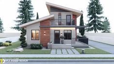 105 Sqm 2-Storey House Design  8.2m x 9.0m With 3 Bedroom 2storey House Design, Cheap House Plans, Two Storey House Plans, Small House Architecture, Small House Design Architecture, Loft House Design, Two Story House Design