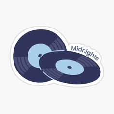 two vinyl records with the words midnights on them sticker in blue and white