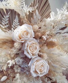 Classic wall install-Wall Arrangement-Pampas B White Flowers With Pampas, Boho Wedding Florals, Event Backdrops, Decor Engagement, Random Products, Backdrop Decor, Shower Backdrop, Dried Florals, Nail Room