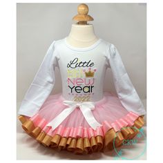 Little Miss New Year Embroidered Girls Shirt/Bodysuit, 2023 Girls Embroidered New Years Outfit, 2023 New Years Shirt, New Years Tutu