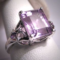 Vintage Rose De France Amethyst Ring Wedding White Gold.  Not my style for a wedding ring but this is a beautiful ring! Wedding White Gold, Amethyst Rings, Estate Ring, Purple Rings, Fine Diamond Jewelry, Light Rose, Wedding White