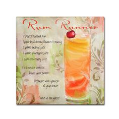 a recipe for rum runner with an orange and red drink in the middle, on a floral background