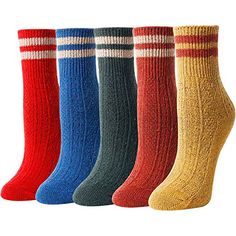 WOOL STRIPED CREW SOCKSWine Red, Blue, Green, Brown, Red; Vintage and trendy design warm socks that will coordinate with whatever you're wearing. Brighten up those cold winter mornings with these snug socks to keep your toes warm.SIZE & PACKINGCrew socks. These socks come is a standard US size that fit shoe sizes from 5 to 8.5, so everyone can enjoy warm, soft, breathable, moisture-wicking and odor-fighting, toasty feet. 35% wool, 24% cotton, 36% polyester and 5% spandex.QUALITY MATERIALThe Socks Gifts, Woolen Socks, Funny Gifts For Women, Vintage Socks, Socks Funny, Comfortable Socks, Winter Socks, Socks For Women, Warm Socks