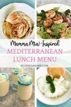 the menu for mama maa - inspired mediterranean lunch menu is shown in four different pictures