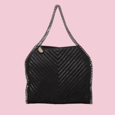 New With Tags Stella Mccartney Falabella Small Chevron Tote Color Black Chain Strap Dimensions: 14.6"W X 2.8"D X 13.8"H, Magnetic Snap Closure, Interior Zip Pocket, Gray-Tone Hardware, Branded Lining, 100% Polyester, Made In Italy Silver Bags For Everyday Luxury, Silver Shoulder Bag For Everyday Luxury, Party Shoulder Bag With Palladium Hardware, Black Shoulder Bag With Silver-tone Hardware For Everyday Luxury, Jean Skirts, Stella Mccartney Falabella, Grey Tones, Black Chain, Jean Skirt