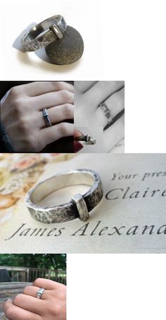 three different pictures with rings and letters on them