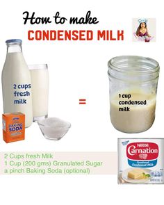 two cups fresh milk, 1 cup sugar and 2 cups granulated sugar are shown