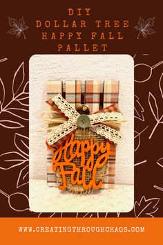 an orange and white card with the words happy fall on it