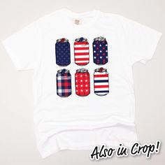 Calling all American girls, women with USA pride, and the babes, wives, and fiances who love the RED, WHITE & BLUE ! Our bold and patriotic clothing & apparel choices are exclusively designed for the ladies; who's ready to celebrate this fun & festive July 4th Holiday. Let your patriotism sparkle with our limited 4th of July clothing! 6.1 oz./yd² (US), 10 oz/L yd (CA), 100% ring spun cotton, 20 singles Garment-dyed soft ring spun fabric Relaxed fit Topstitched, classic width, rib collar Twill ta Patriotic Summer T-shirt With Custom Print, Patriotic Summer Shirt Made In Usa, Patriotic Pre-shrunk Shirt For 4th Of July, Patriotic American Flag Shirt For Labor Day, White Americana T-shirt For 4th Of July, White American Flag Top For Memorial Day, White Shirt Made In Usa For 4th Of July, Patriotic Shirt With Flag Print For Labor Day, White American Flag Shirt For 4th Of July