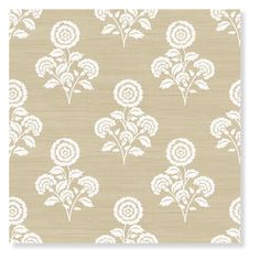 a beige and white wallpaper with flowers on it