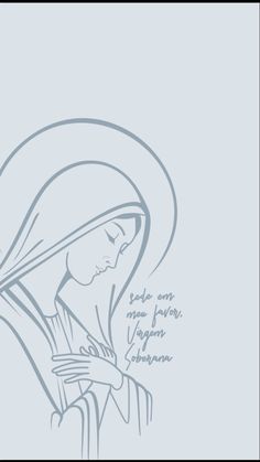 a drawing of the virgin mary holding a baby jesus in her arms with an inscription above it