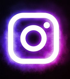 the instagram logo is glowing purple and white