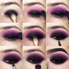 Maquillage Goth, Goth Makeup Tutorial, Goth Eye Makeup, Purple Eye Makeup, Fest Outfits, Makeup Tutorial Eyeshadow, Makijaż Smokey Eye