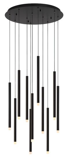 a black chandelier with five lights hanging from it's center and four different shades