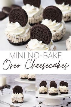 mini no - bake oreo cheesecakes on a plate