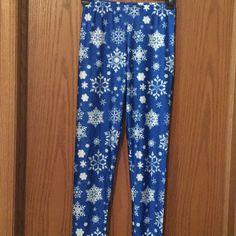 Blue With White Snow Flakes 88% Polyester 12% Spandex Snow Flakes, White Snow, Colorful Leggings, Pant Jumpsuit, Blue White, Color Blue, Pants For Women, Blue And White, Spandex