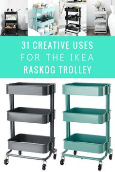 the ikea raskog trolley in three different colors