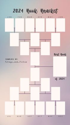 a family tree with the names and dates for each month in white on a pastel background