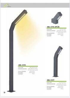 three different types of street lights are shown in this brochure with information about them