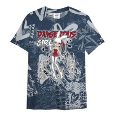 Brand Dunkare Retro Olympic 6s Shirt - Dangerous.Girl Heart Grunge All Over Print Unisex Shirt Trendy Cotton Shirt With All Over Print, Edgy Blue Tops With Graphic Print, Edgy Blue Graphic Print Tops, Grunge Style Cotton T-shirt With All Over Print, Trendy Cotton T-shirt With All Over Print, Cotton Tops With All Over Print Band Merch Style, Cotton Tops With All Over Print Band Merch, Grunge All Over Print Crew Neck Tops, Grunge Crew Neck Top With All Over Print