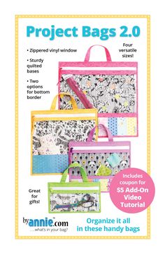 an ad for the project bags 2 0 sewing pattern, with instructions to make it