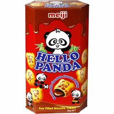 hello panda biscuits with cheese crackers in a carton on a white background,