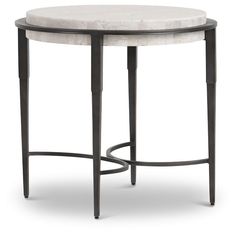 a white marble table with black metal legs